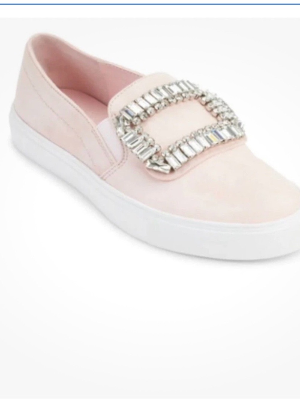 Karl Lagerfeld Paris Ermine Crystal Embellished Pink Slip On Sneakers Sz 8 EUC